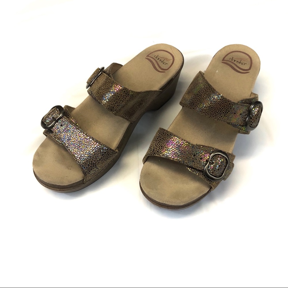 Dansko Sophie Blue Iridescent Sandals Eur 39 8/8.5